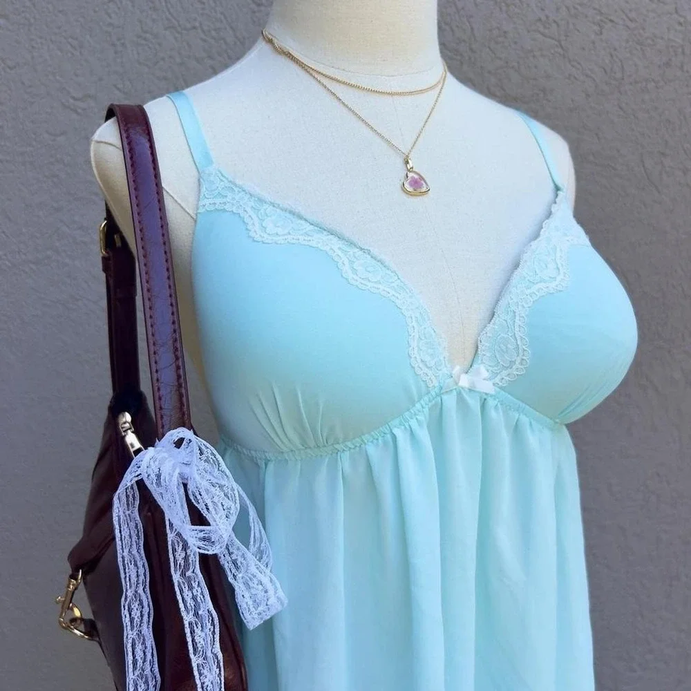 Turquoise Blue Babydoll Slip Chemise Lingerie Nightie Size XL Mermaid Fairy